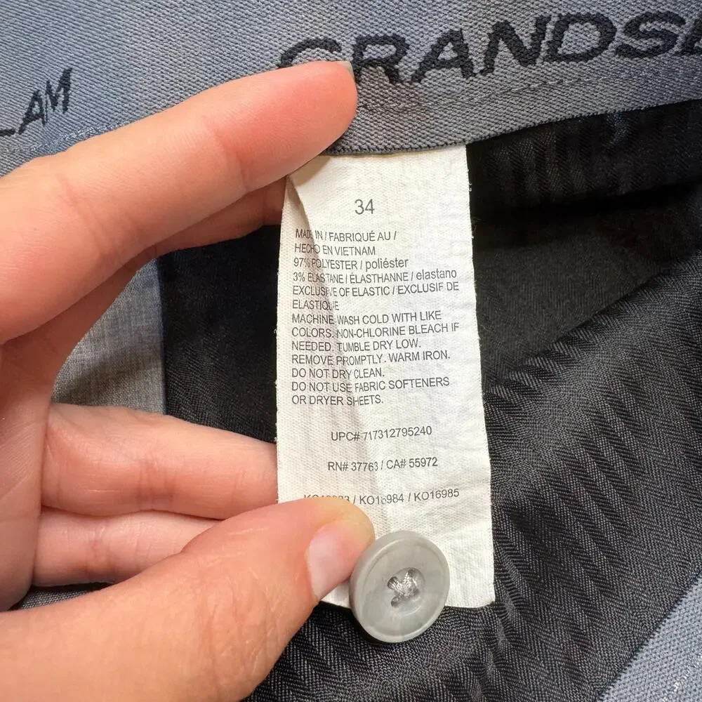 Grand Slam Performance Mens Golf Shorts Grey Size 34 Flat Front Active